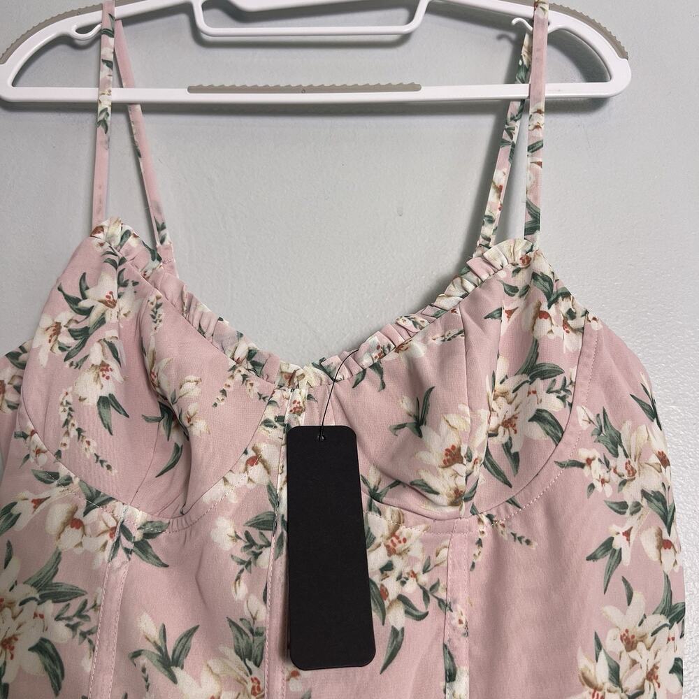 NWT VIGI Flourishing Shine Light Pink Floral Tiered Maxi Dress Sz L - Picture 9 of 16